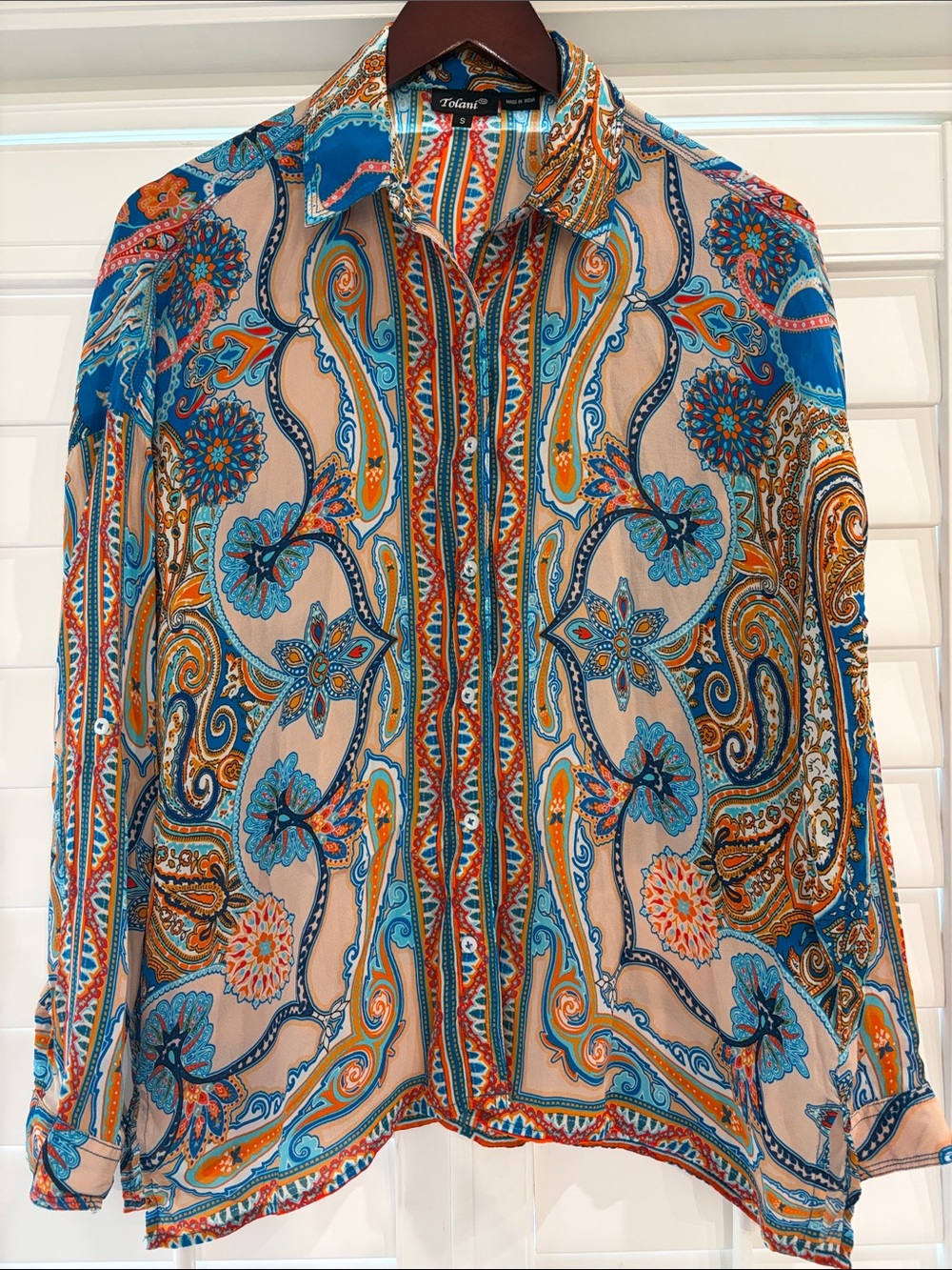 Tolani Paisley Button Down Blouse